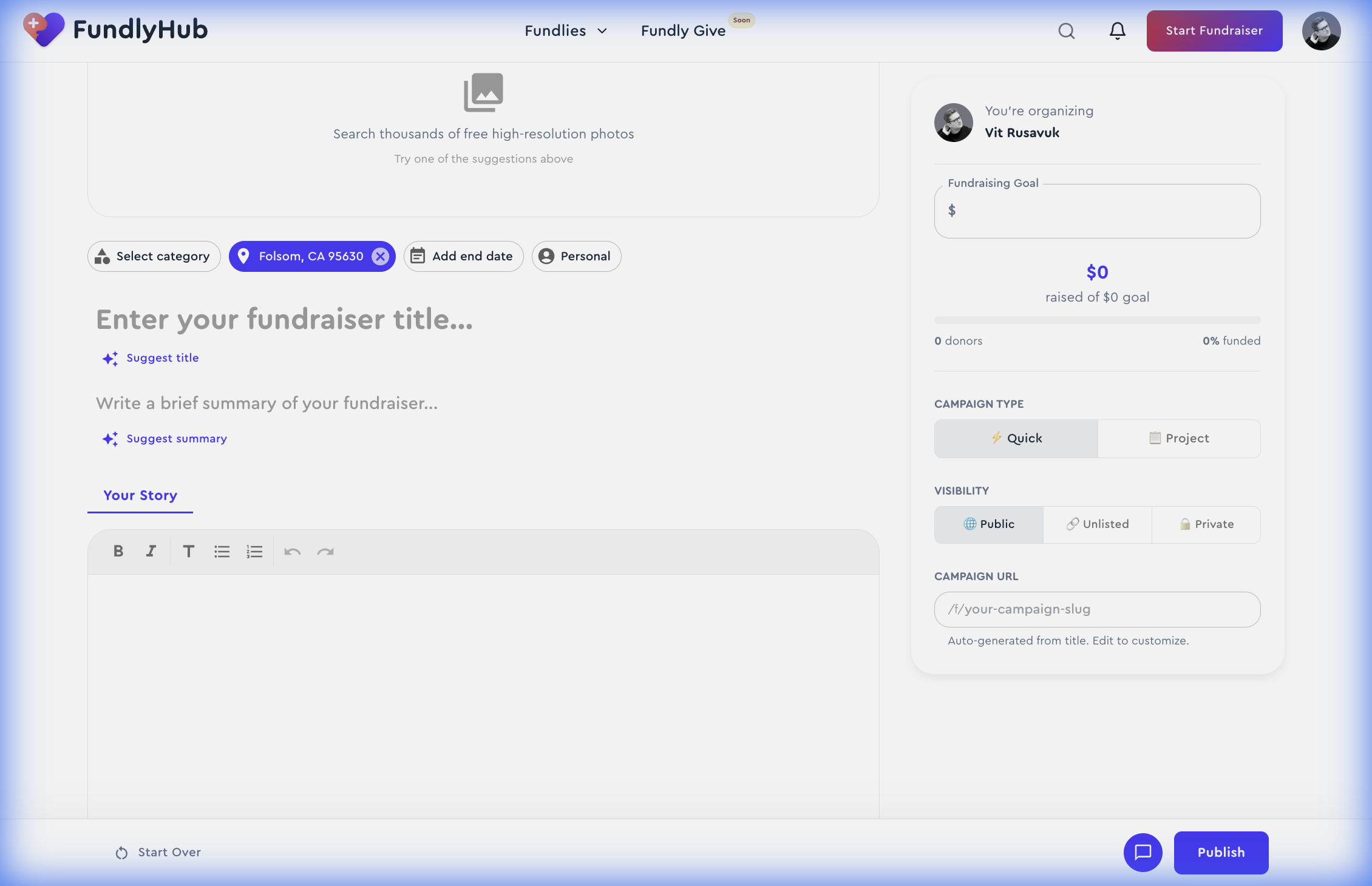 Stock Photos tab showing search interface and tag suggestions